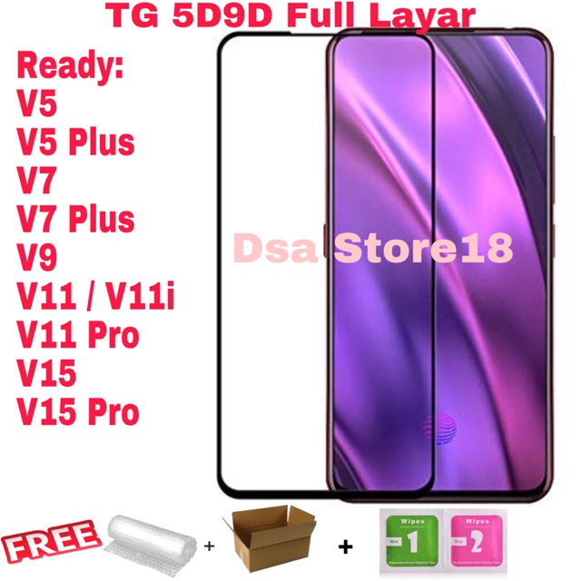 Kính Cường Lực 5d / 9d Bảo Vệ Toàn Màn Hình Chống Trầy Cho Vivo V5 V7 V9 V11 V11 Pro V15 V15 Pro