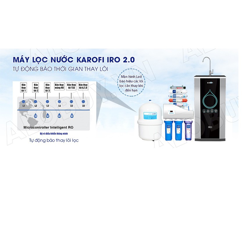 Máy lọc nước RO KAROFI iRO 2.0 K9IQ-2A 9 cấp lọc - Lõi ORP