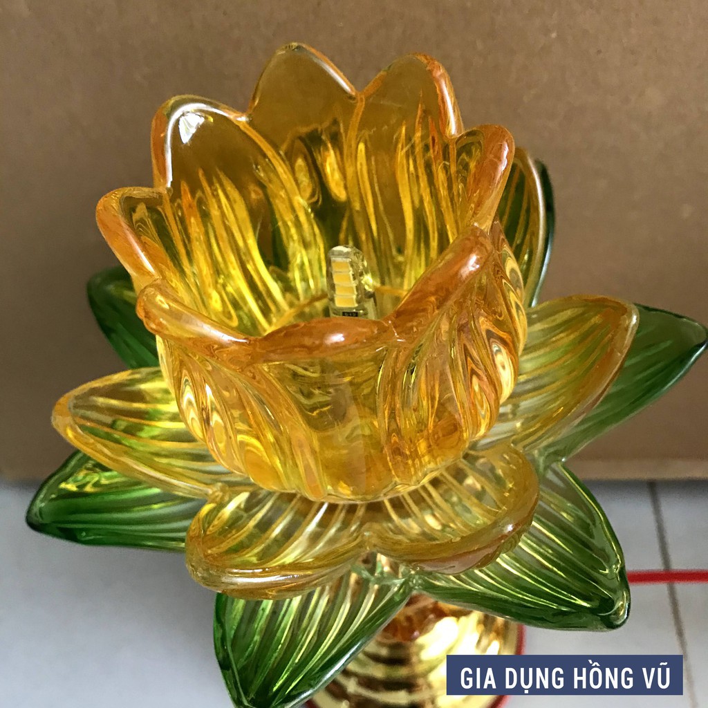 Đôi đèn thờ thủy tinh HUSO 3 lớp một cầu cao 20cm, 2 cầu 30cm