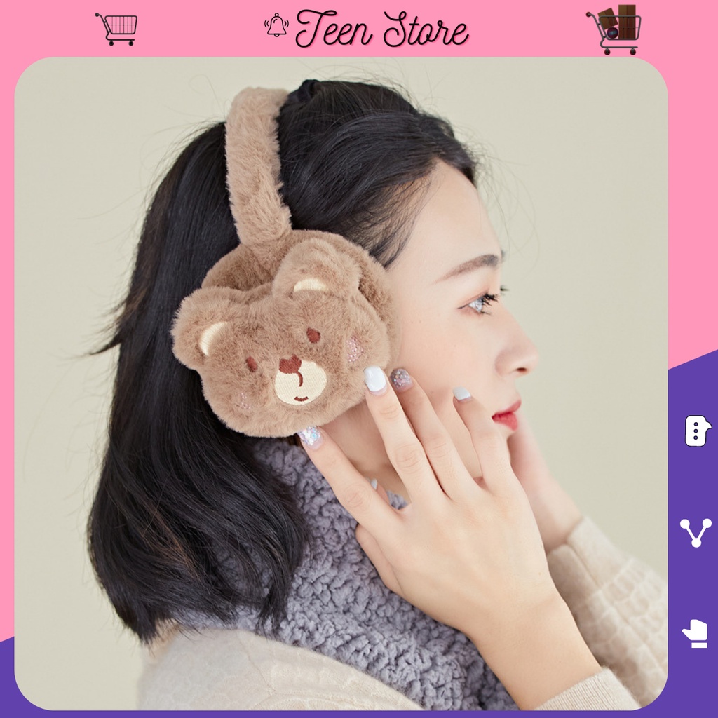 Bịt tai giữ ấm bằng vải bông mềm mại họa tiết hoạt hình dễ thương cho nam và nữ Teen Store