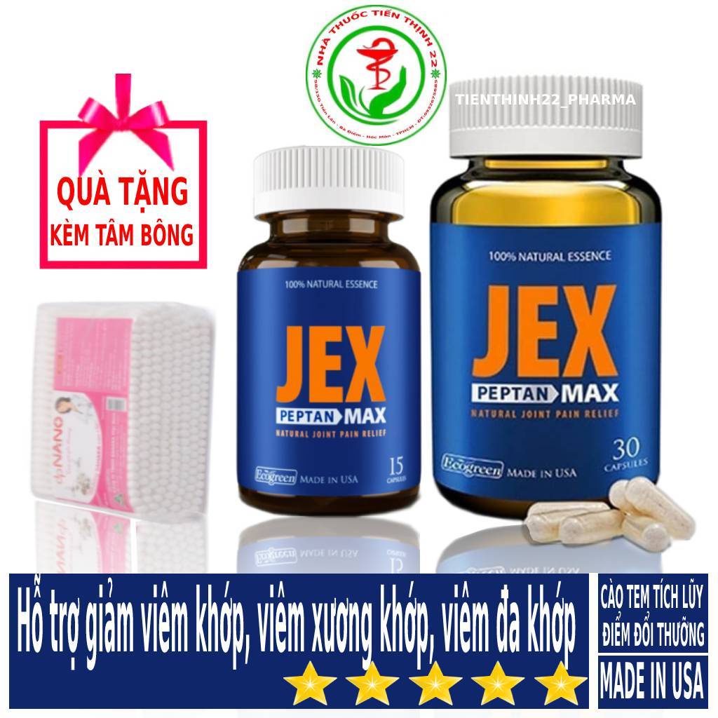 Jex Max chính hãng - Viên uống tái tạo sụn khớp và phần xương dưới sụn - Hộp nhỏ 15viên - Hộp lớn 30 viên.