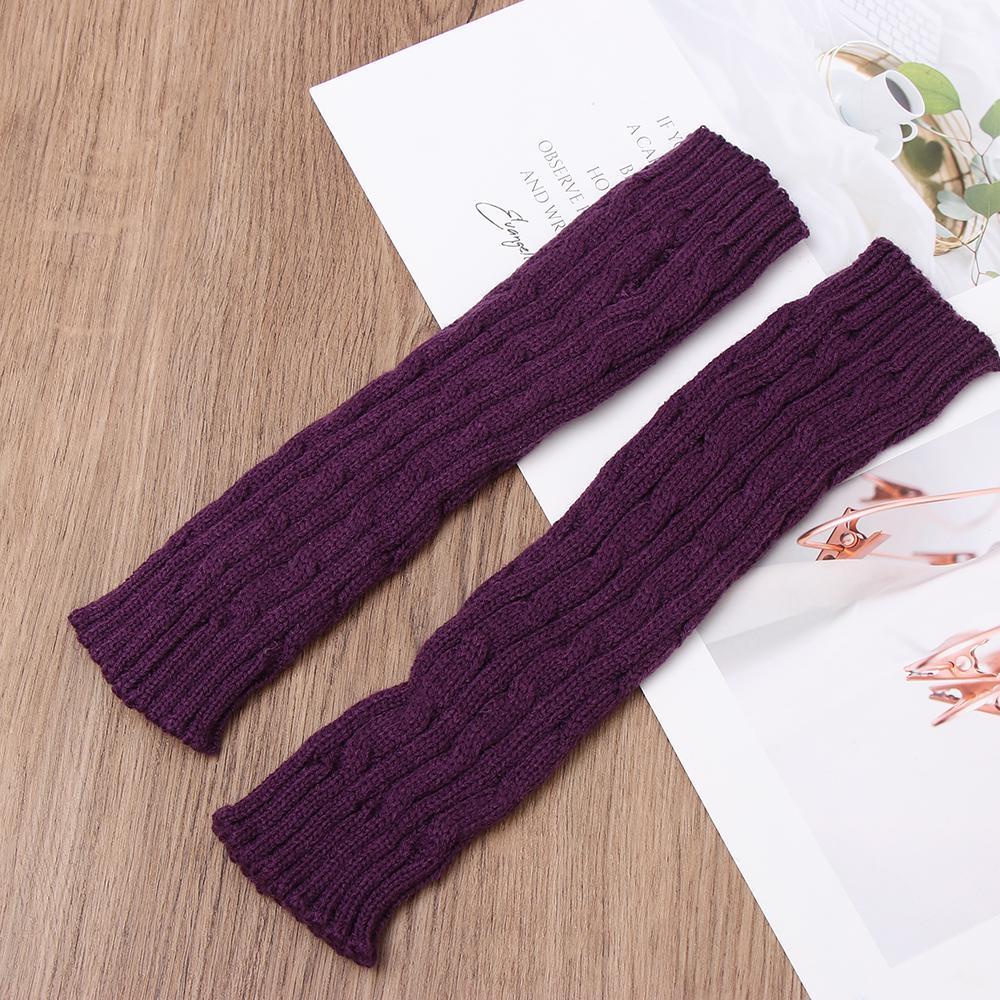 Găng Tay Len Dài 30cm Hở Ngón Co Giãn Giữ Ấm