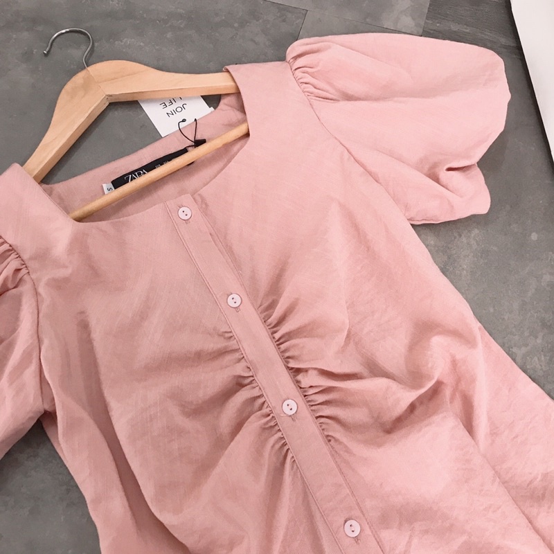 ✨BÁN SỈ✨Đầm hồng nhún ngực chất đũi xước loại đẹp
