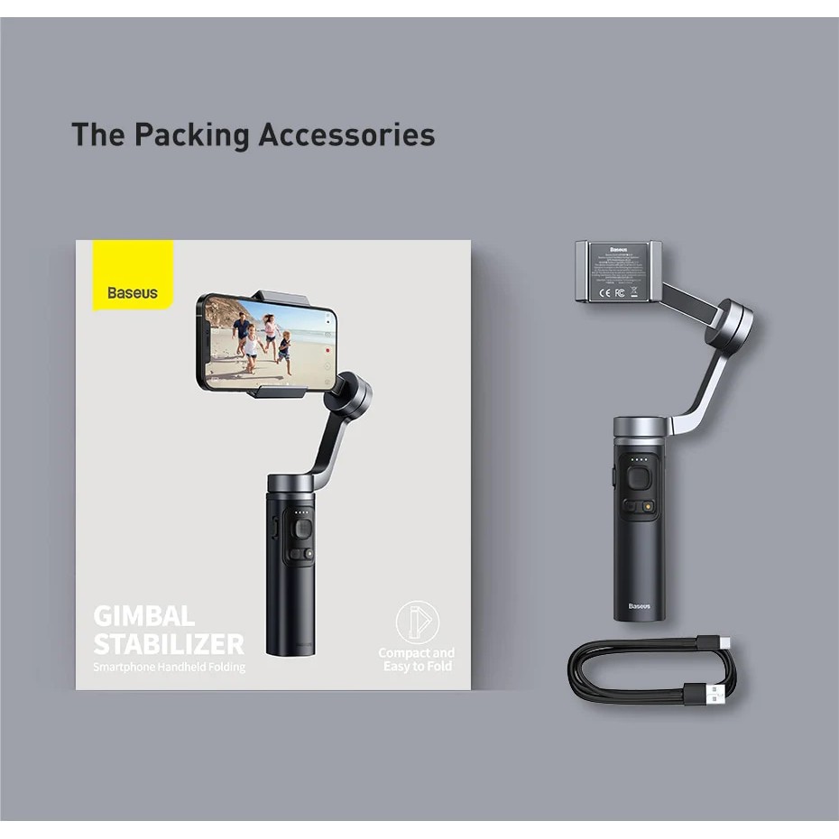 Tay cầm chống rung đa năng Baseus BC02 Control Smartphone Handheld Folding Gimbal Stabilizer - Nhất Tín Computer