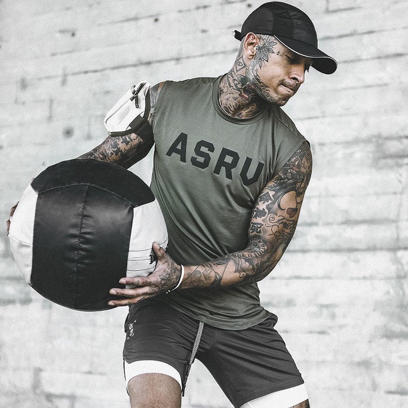 Muscle Brothers Thể dục Vest Nam S 2021 Cổ tròn In thao Quần áo Sấy nhanh Thanh niên Đào tạo Bóng rổ Đồng phục