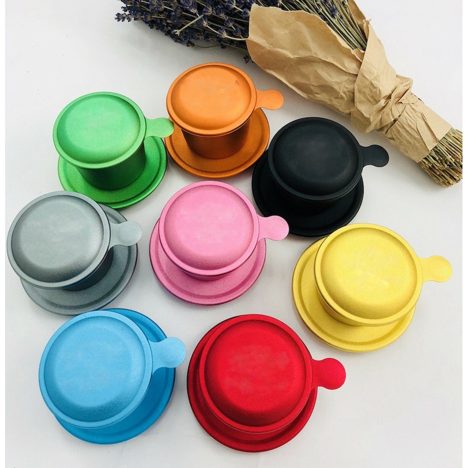 Phin màu pha cà phê, phin Anode cao cấp, phin nhôm màu khắc logo thương hiệu khách hàng, Phin nhôm không màu cao cấp