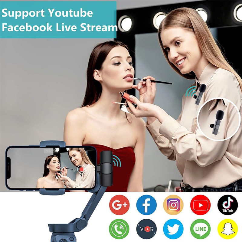 Micro Không Dây Có Kẹp Gắn Điện Thoại Hỗ Trợ Quay Video/Phát Sóng Trực Tiếp