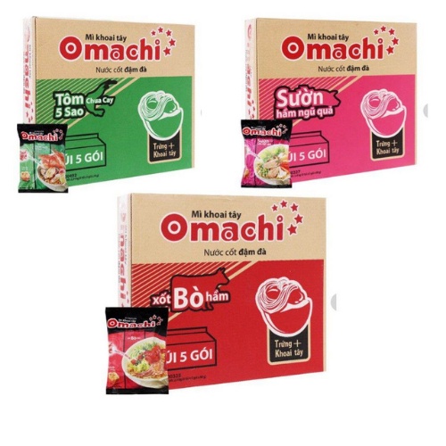 Mì omachi 3 vị 1 thùng 30 gói ( tôm chua cay, sườn , bò) date mới
