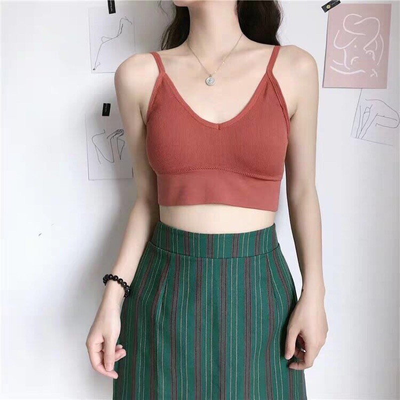 Áo Bra Nữ 2 Dây Thun Tăm Hở Lưng Chữ U Hàng Loại 1 Chuẩn Kèm Mút 38-60kg Bao đẹp | BigBuy360 - bigbuy360.vn