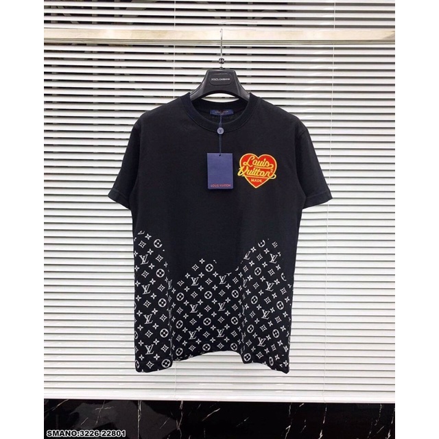 Áo T-Shirt L.V Trái Tim Thêu Cao Cấp Hoạ Tiết Trẻ Trung