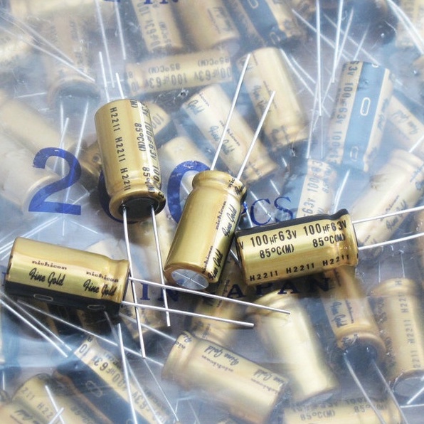Tụ điện màu vàng 63v 100UF FINE GOLD 63V 100UF nichicon (01 con)