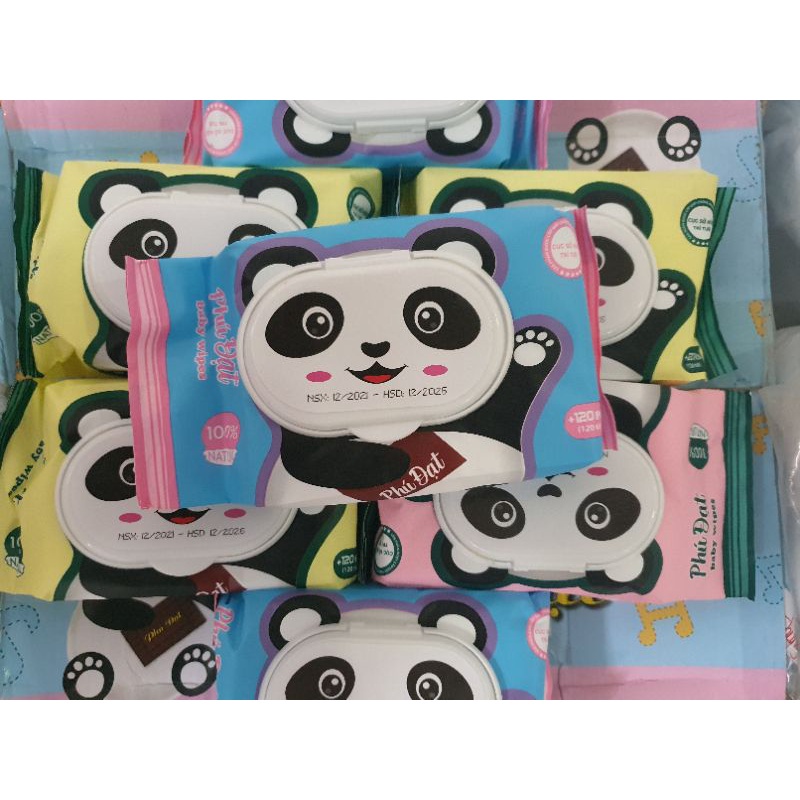 [Mẫu mới] Khăn giấy ướt Phú Đạt hình gấu gói 120 tờ chính hãng không mùi, siêu mềm mại