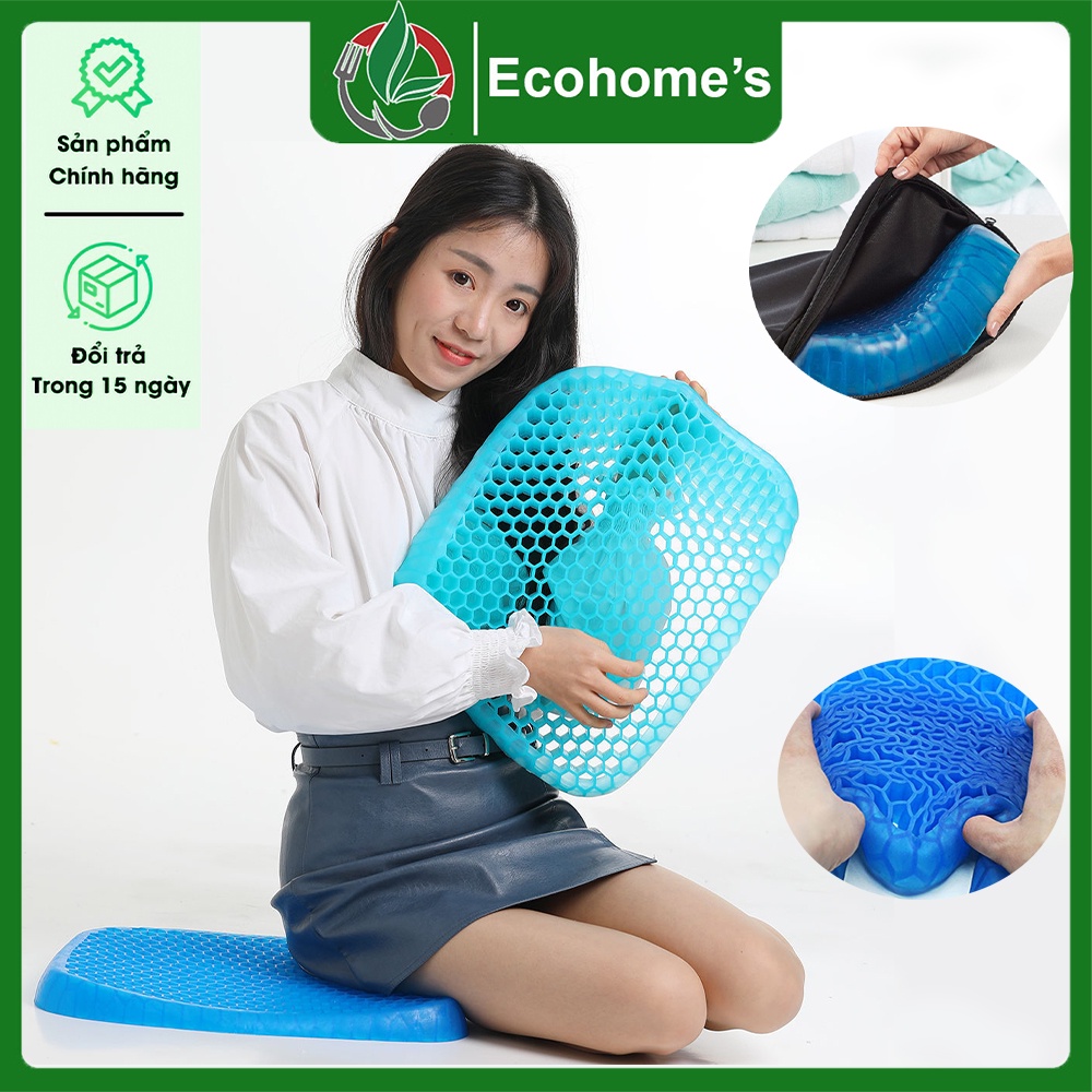 Đệm Ngồi 3D Slicone Cao Cấp Thoáng Khí, Nệm lót ghế gel silicon tổ ong chống ê mông, mỏi