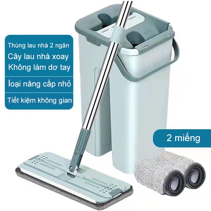 Bộ Chổi Lau Nhà Cây Lau Nhà Tự Vắt 360 Độ Chính Hãng Cao Cấp Tặng Kèm 2 Bông Lau (Kèm 2 tấm thảm lau)