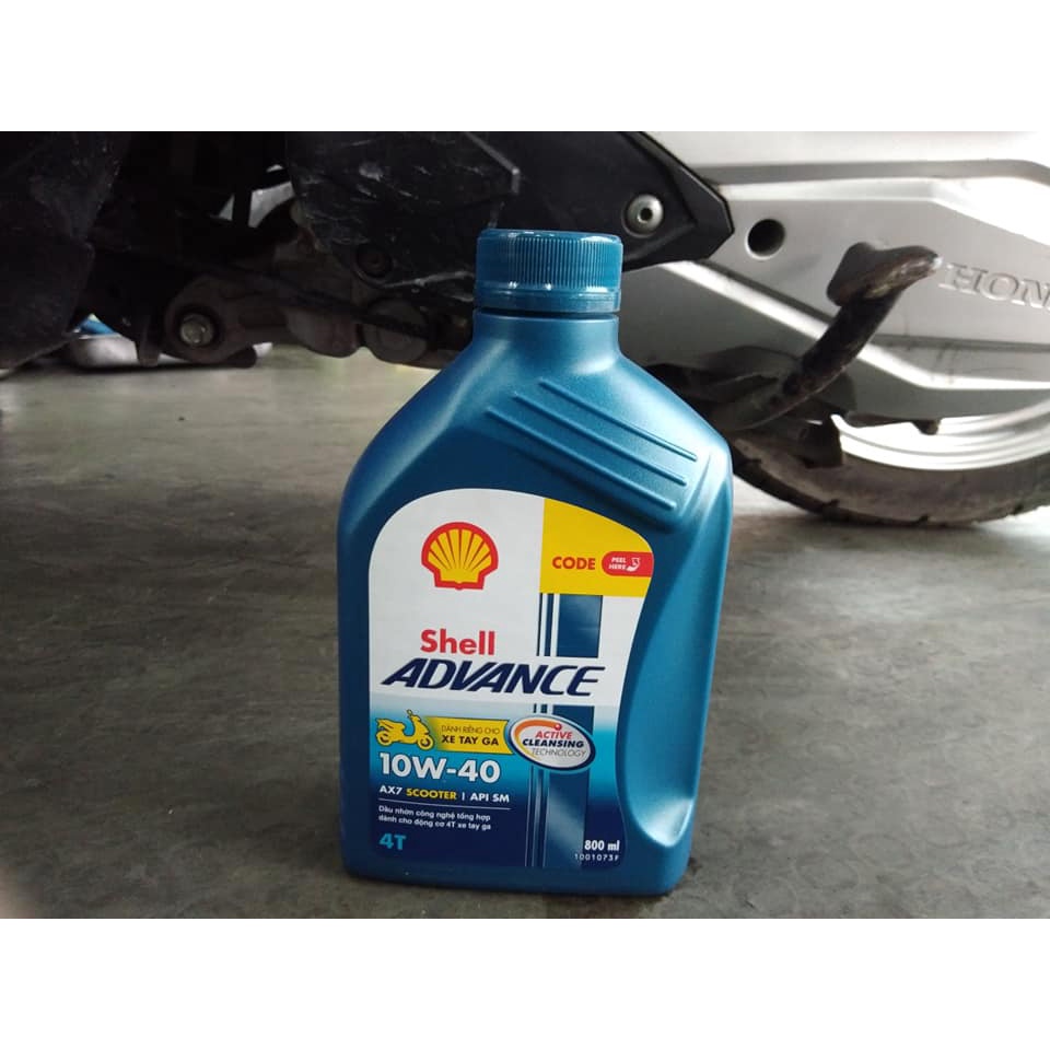 Nhớt Shell Advance AX7 Scooter 10W40 0.8L hoặc 1L