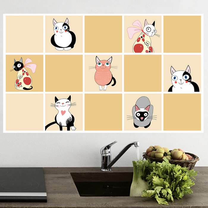 Sticker dán tường tự dính họa tiết hoạt hình trang trí cho phòng tắm nhà bếp phòng khách