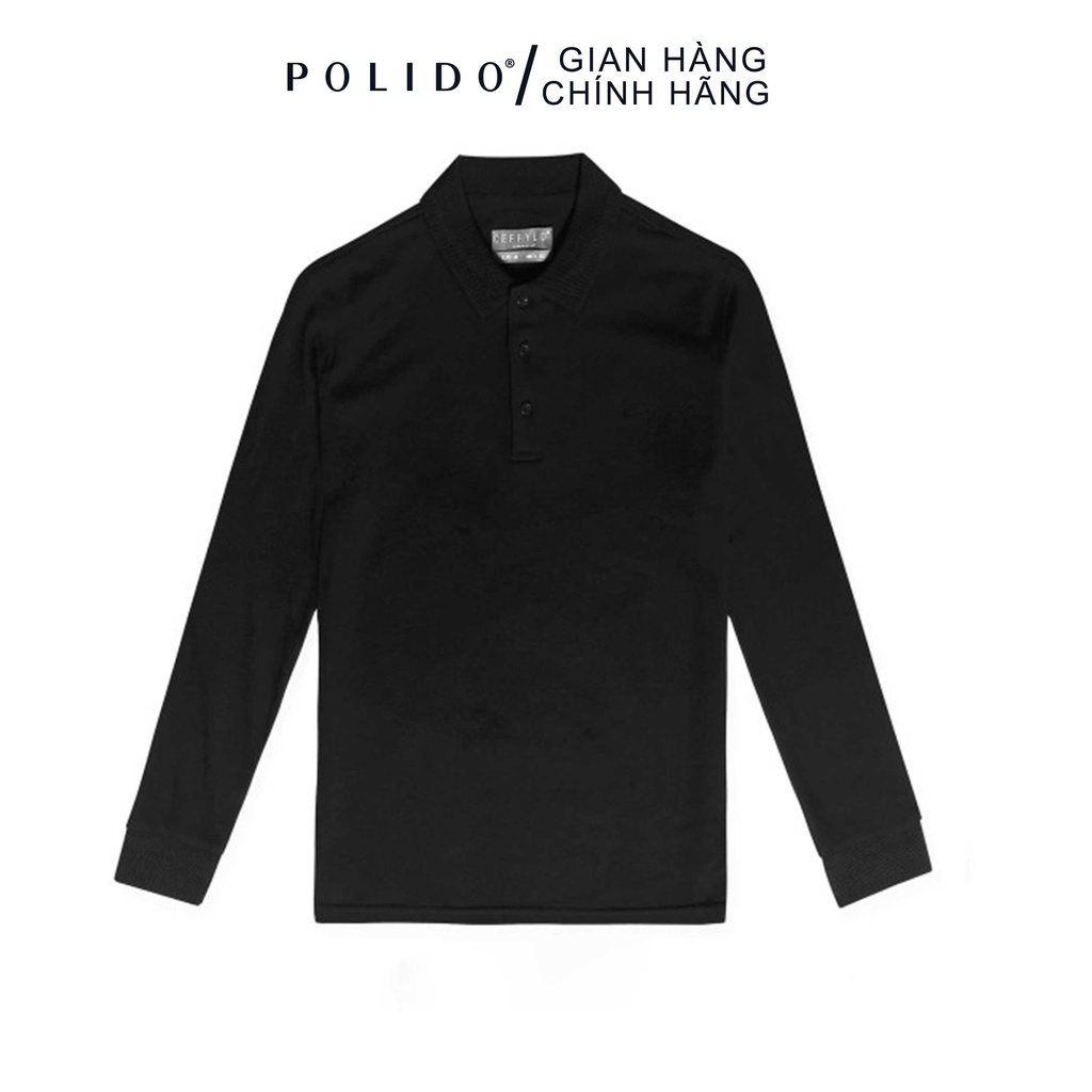 Áo Polo Nam Dài Tay Trơn Basic CEFFYLO Màu Đen Chuẩn Style Thanh Lịch