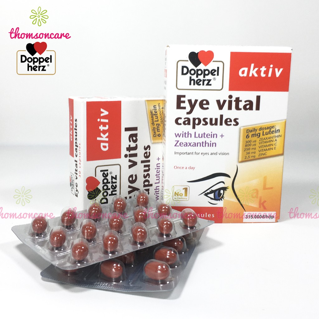 Viên sáng mắt Aktiv Eye Vital của Doppelherz Aktiv từ Đức, giảm mỏi mắt, bổ mắt từ vitamin A, lutein | BigBuy360 - bigbuy360.vn