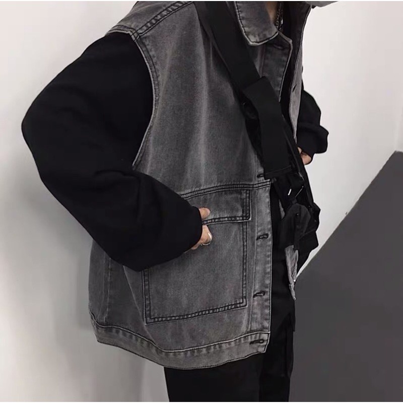 Áo khoác gile bò jeans form rộng oversize Ulzzang màu xám khói siêu chất ❤️ - Hàng mới về