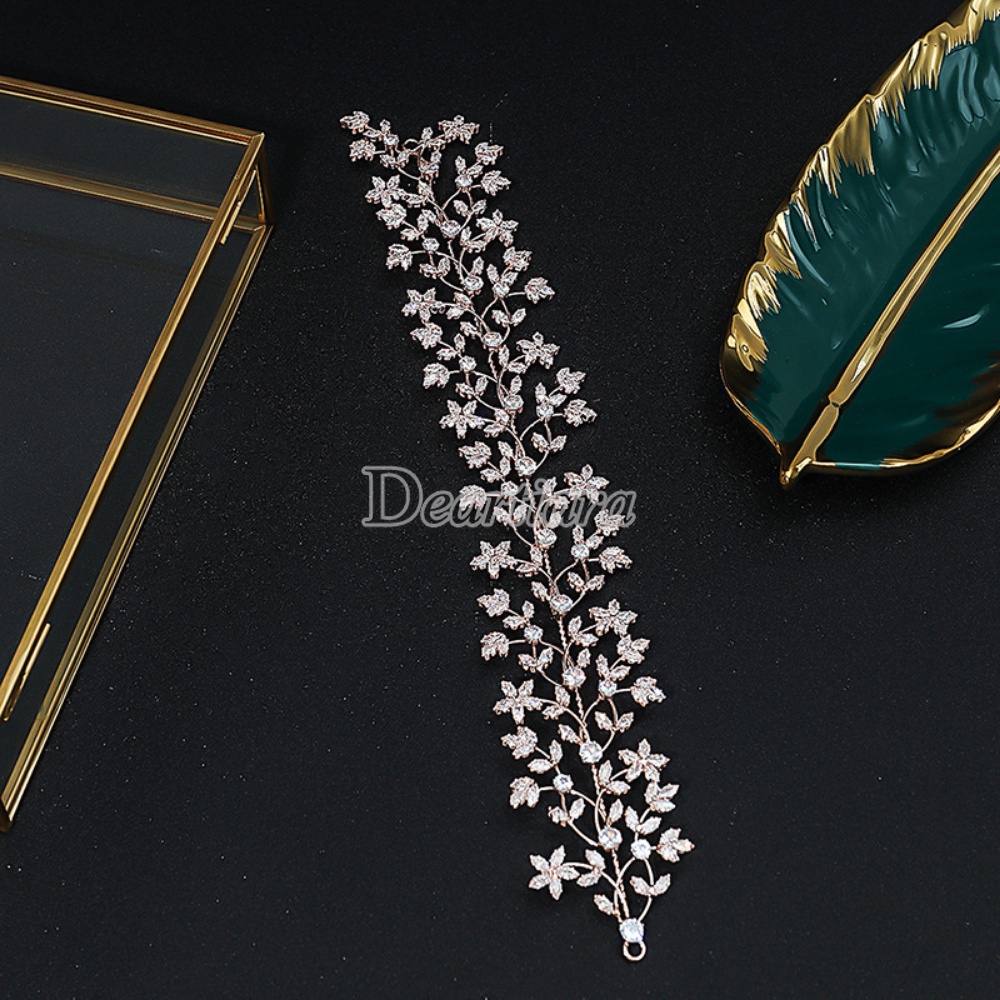 Vương Miện Cài Tóc Đính Đá Zircon Thời Trang Cho Cô Dâu