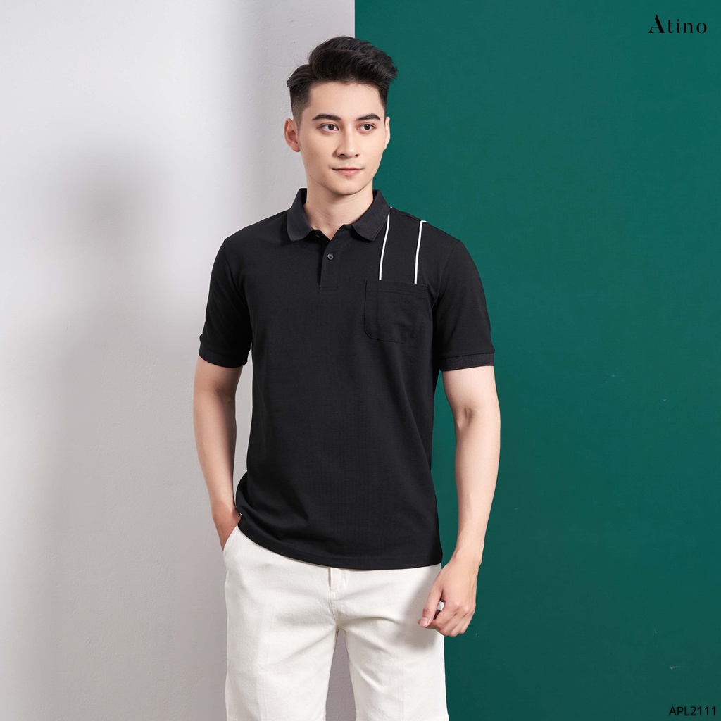 Áo Polo Nam túi ngực POKE ATINO sang trong lịch lãm vải cá sấu Cotton cao cấp chuẩn form APL2111 Trắng | BigBuy360 - bigbuy360.vn