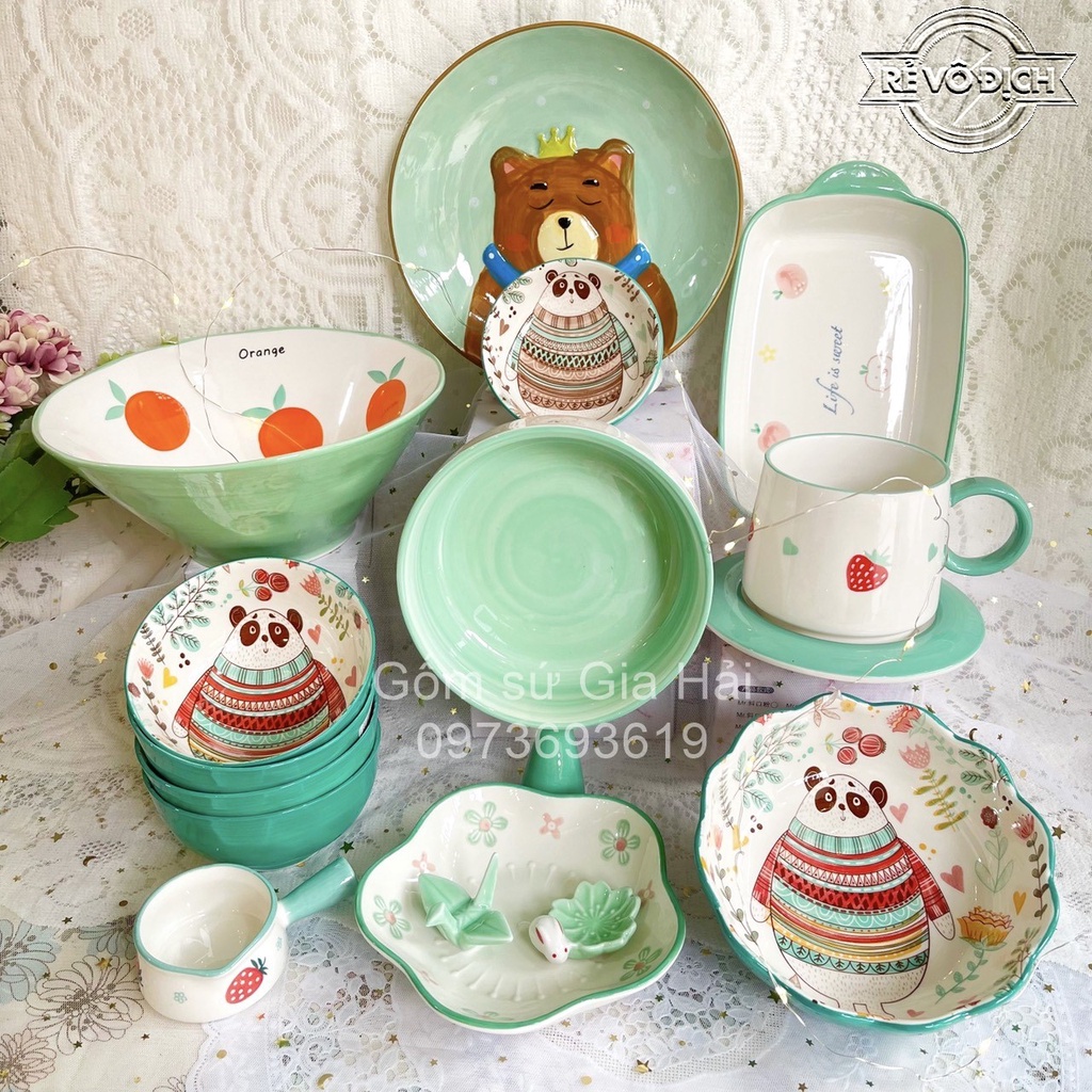 Bộ bát đĩa decor cao cấp ngô vàng