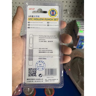 Bộ đục lỗ chuyên dụng C-MART A0137 5 cây đục lỗ tròn trên da, đột lỗ thắt lưng, vải, ron cao su đột lỗ gioăng cao su