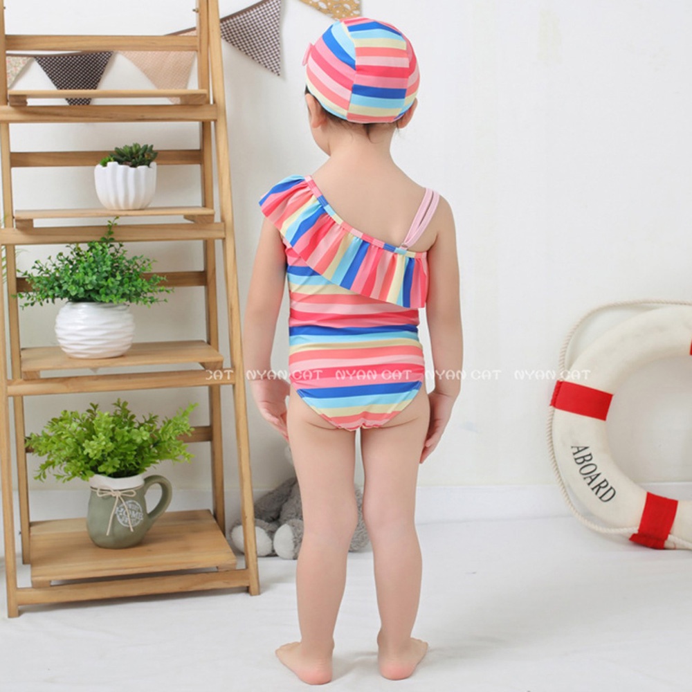 - Đồ bơi một mảnh kẻ sọc màu cầu vồng cho bé gái - NINEDRA