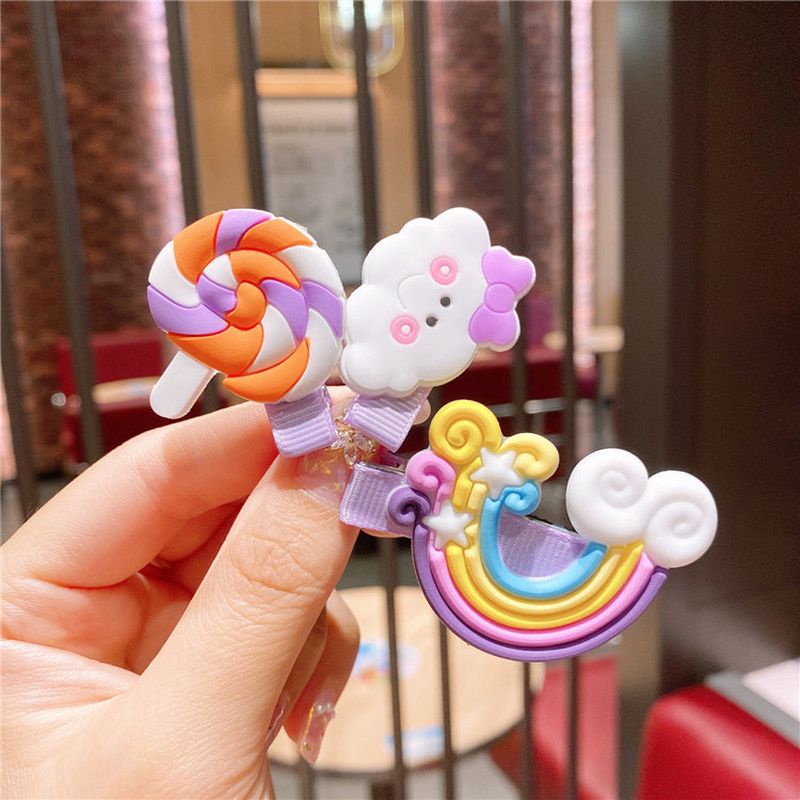 Set 3 Kẹp Tóc Hoạt Hình Nhiều Màu Sắc Dễ Thương Cho Bé Gái
