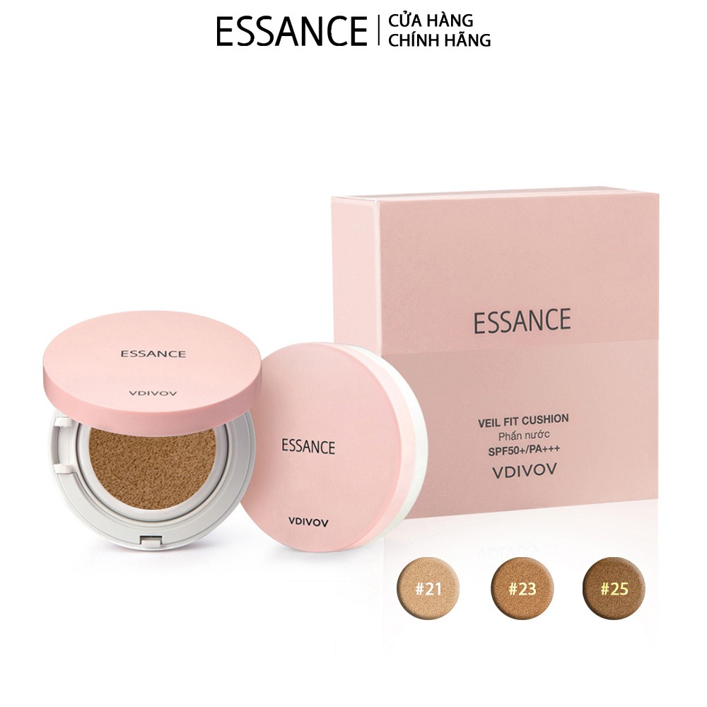 Combo Phấn nước mịn lâu trôi mờ khuyết điểm Essance Veil Fit Cushion SPF50+ PA+++ và Mascara Essance dày và cong mi | BigBuy360 - bigbuy360.vn