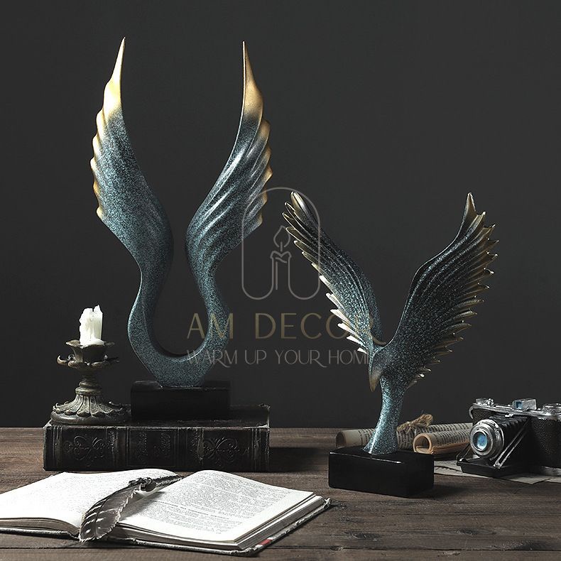 Tượng Đôi cánh chim sáng tạo châu Âu decor trang trí phòng khách, quà tặng tân gia, khai trương sang trọng - AM Decor