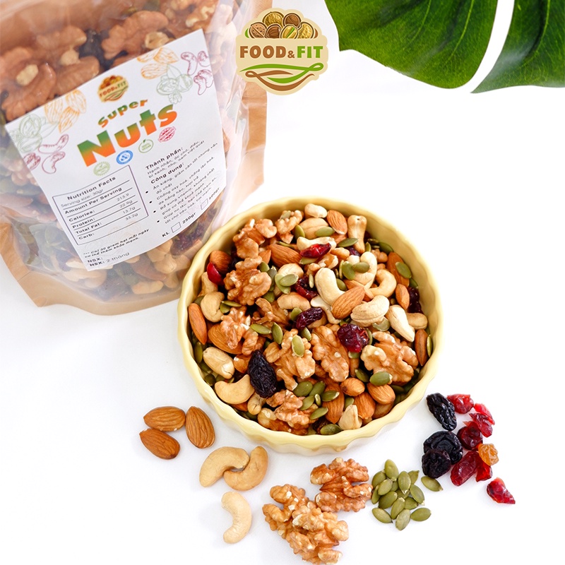 Hạt dinh dưỡng mix 6 loại hạt sấy cao cấp – granola siêu hạt và trái cấy sấy không yến mạch by Food&amp;Fit