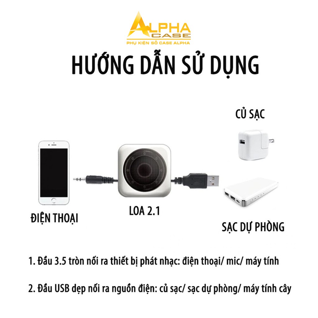 Bộ 3 Loa Máy Tính PC Cao Cấp 2.1, Loa vi tính Âm Bass Echo Hay, Nhỏ Gọn casealpha