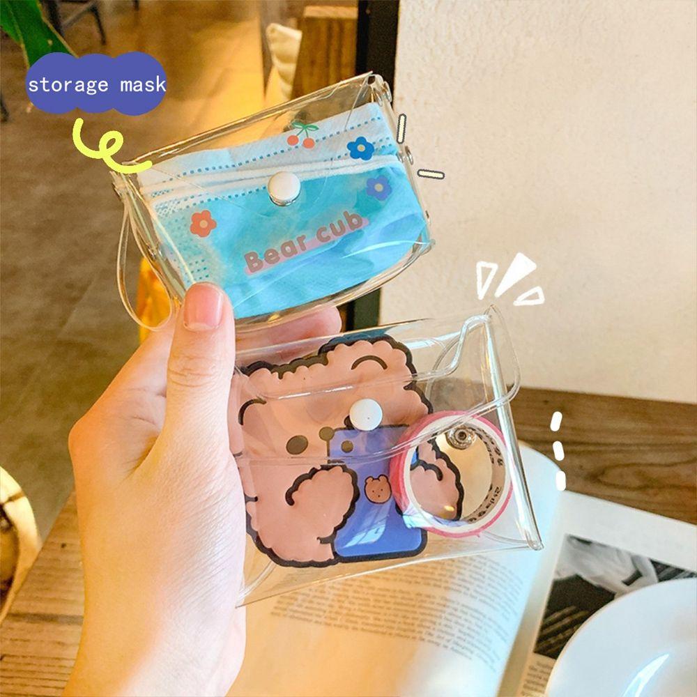 OCEANMAP Cosmetic Bags Square Bag Organizer Case Transparent Storage Bag Travel Organizer Coin Purse Storage Toiletry Bag PVC Mask Storage Bag
