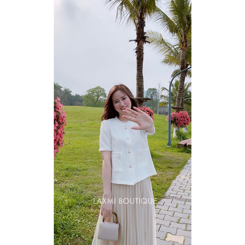 Áo công sở viền bèo có túi - M647 - Laxmi Boutique