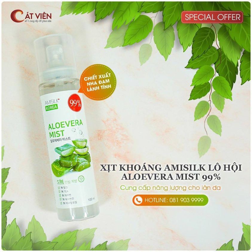 Xịt khoáng, lô hội dưỡng ẩm, làm dịu da nhanh chóng Amisilk Hàn Quốc (hàng chính hãng) | BigBuy360 - bigbuy360.vn