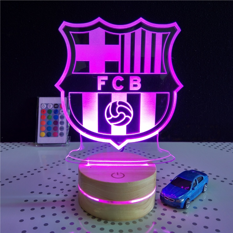 Đèn Ngủ Led 3D Logo CLB Bóng đá Barcelona | 16 Màu + Remote | Đèn Led 3D Barcelona trang trí phòng ngủ, để bàn