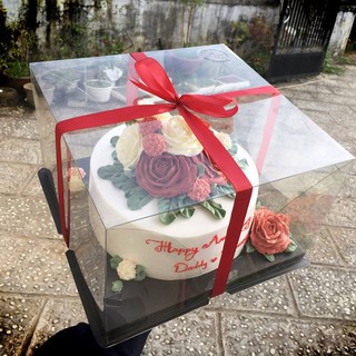 Hộp đưng bánh sn mica trong size 15( tặng kèm nơ ruy băng)