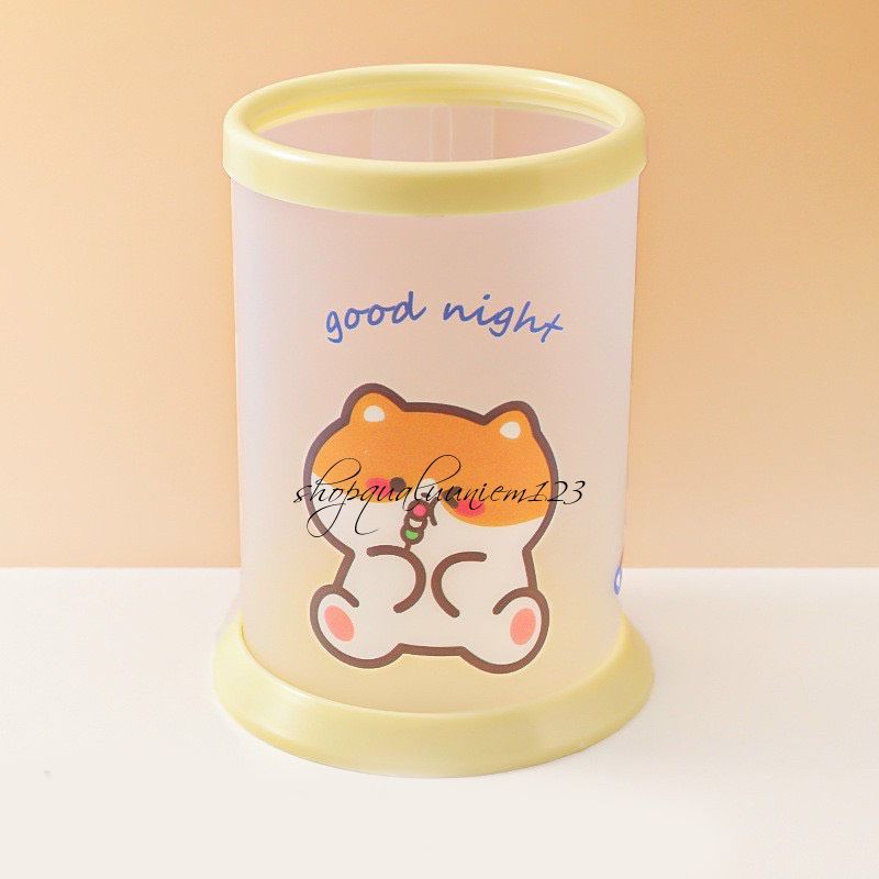 😽 Ống đựng bút hình tròn trong suốt chống thấm nước họa tiết hoạt hình dễ thương DIY 😽