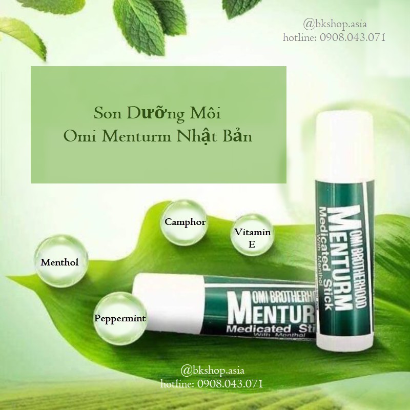 [Hàng Nhật] Son Dưỡng Bạc Hà Omi Brotherhood Menturm Medicared Stick with Menthol