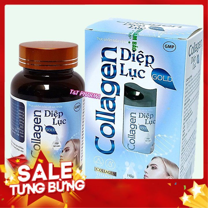 Viên Uống Trắng Da Toàn Thân D.i.ệ.p L.ụ.c C.o.lla.gen - Làm đẹp da, chống lão hóa, giảm thâm nám-Hộp 30 viên- xanh nhạt