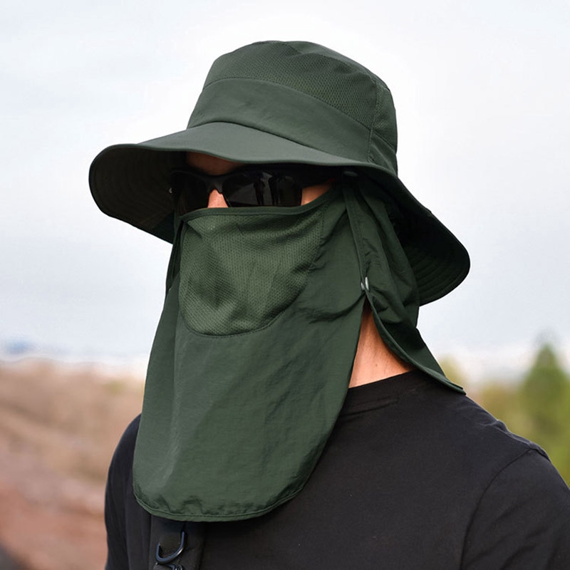 Outdoor Sport Hiking Visor Breathable Hat UV Protection Face Neck Cover Fishing Sun Protect Cap Flap Hat Wide Brim Buckle