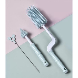 Cọ rửa bình silicon cao cấp 3 chi tiết [cọ bình, cọ núm ti và cọ ống hút]