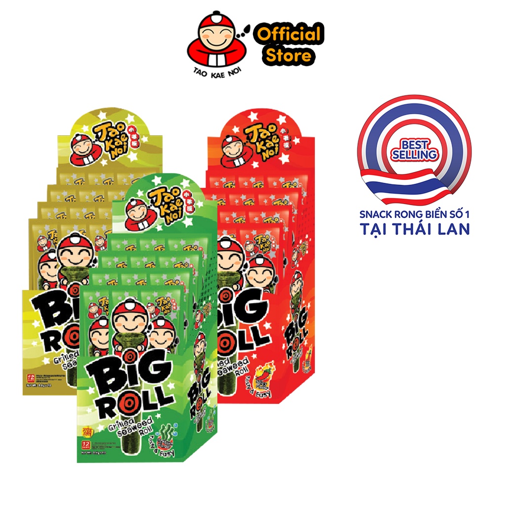 [Thùng] Snack rong biển BIG ROLL Thái Lan 12 gói các vị (12 hộp)
