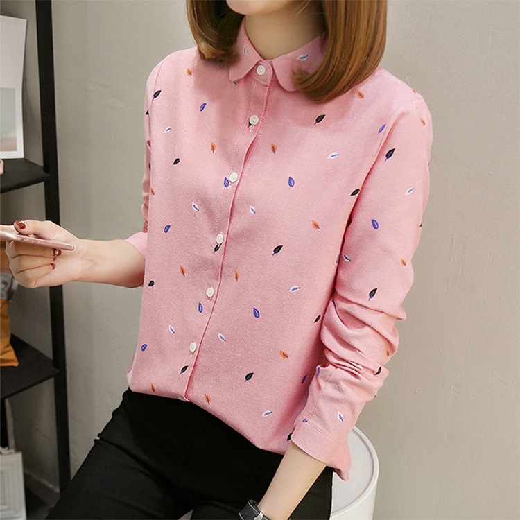 Áo thun nữ dài tay họa tiết lá cây thời trang | BigBuy360 - bigbuy360.vn