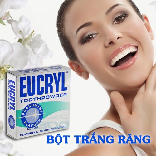 Bột tẩy trắng răng EUCRYL Anh Quốc TẶNG SON MÔI