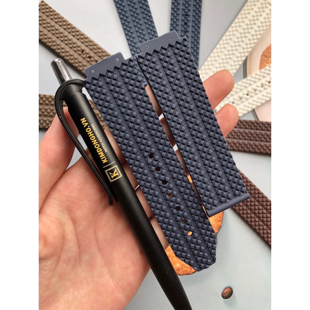 Tặng Kèm Tovit Thay Dây Đồng Hồ Hublot Nam Cao Su Vân Hạt Xanh Size 19-25-22