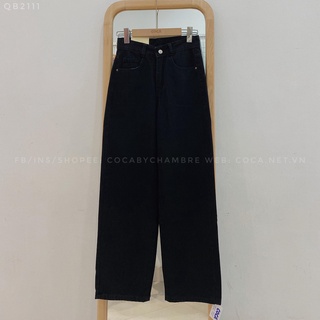 [QB2111] Quần jeans suông đen trơn mã 2111 (Có sẵn/Ảnh thật)