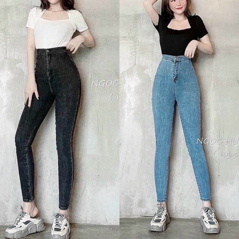 QUẦN JEAN CẠP CAO KHÔNG TÚI CO GIÃN TỐT