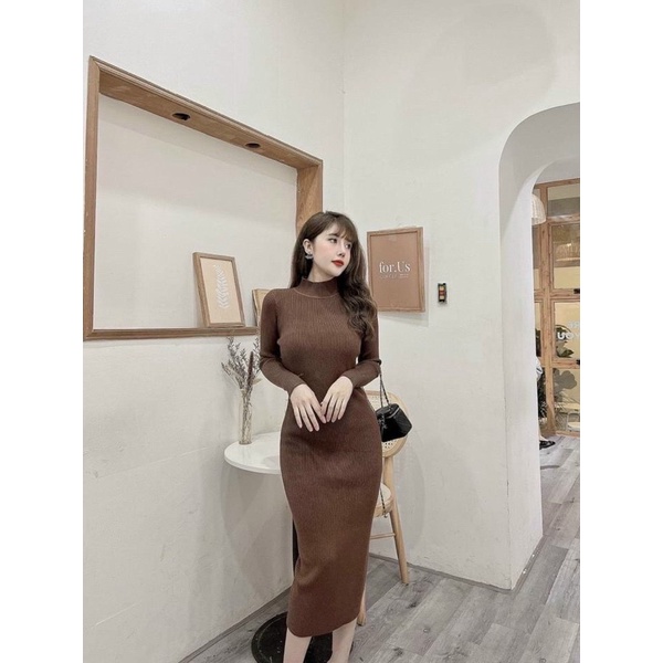 Váy len body dáng dài